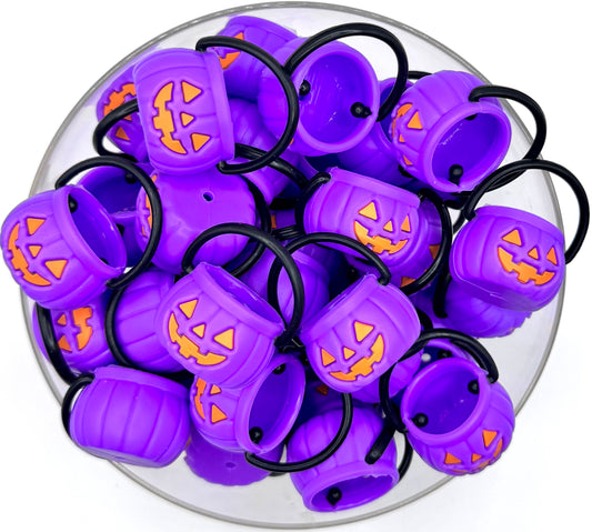3D purple pumpkin halloween basket (HBK exclusive & collab) silicone focal bead