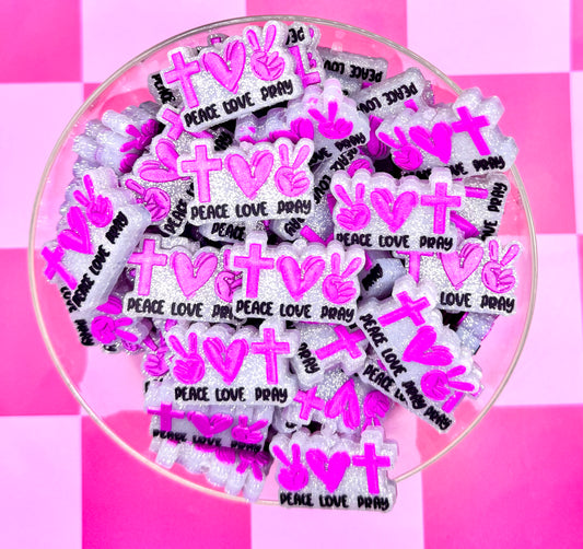 Peace love pray silicone focal bead