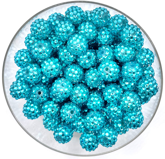 16mm turquoise rhinestone acrylic bead