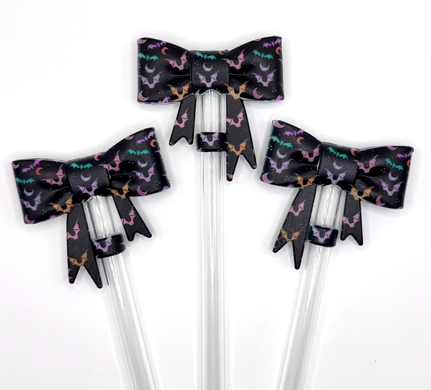 Halloween bats silicone straw topper