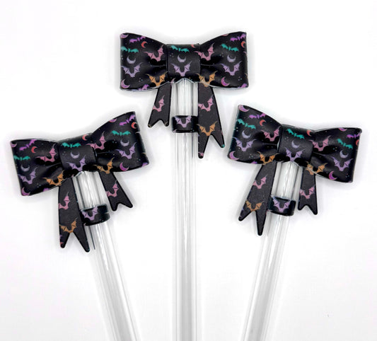 Halloween bats silicone straw topper