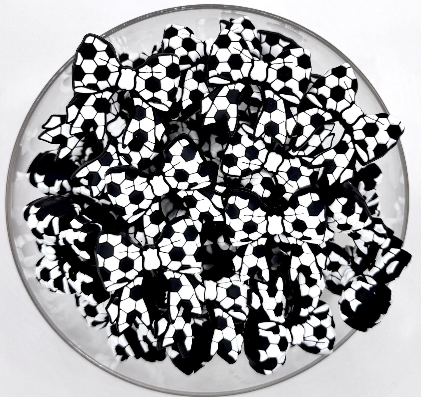 Soccer bow silicone focal bead
