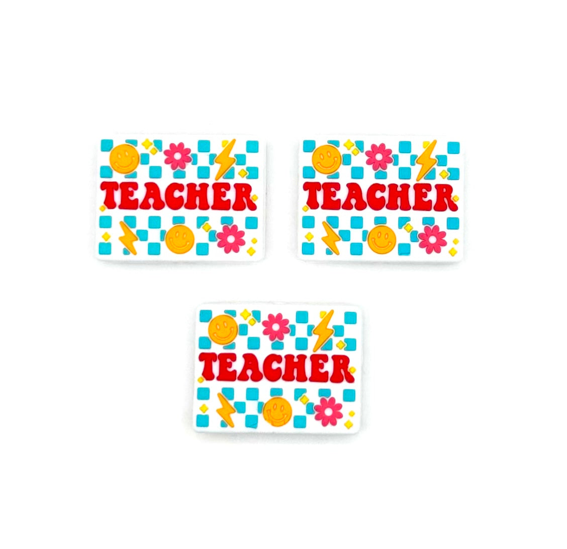 Retro teacher silicone focal bead