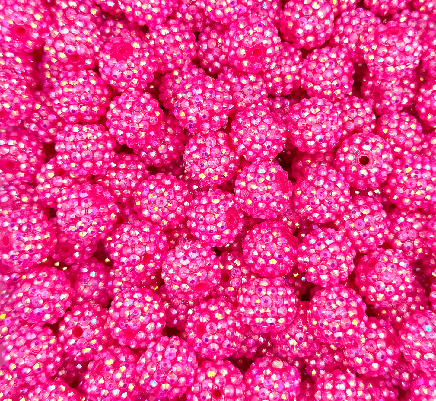 16mm hot pink rhinestone acrylic bead