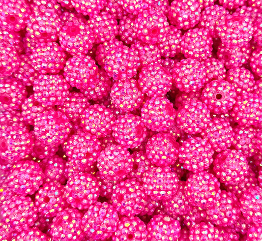 16mm hot pink rhinestone acrylic bead