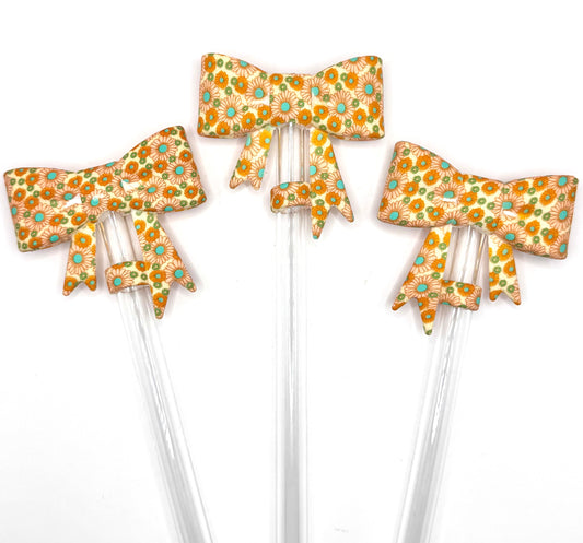 Boho daisy bow silicone straw topper (HBK exclusive & collab)