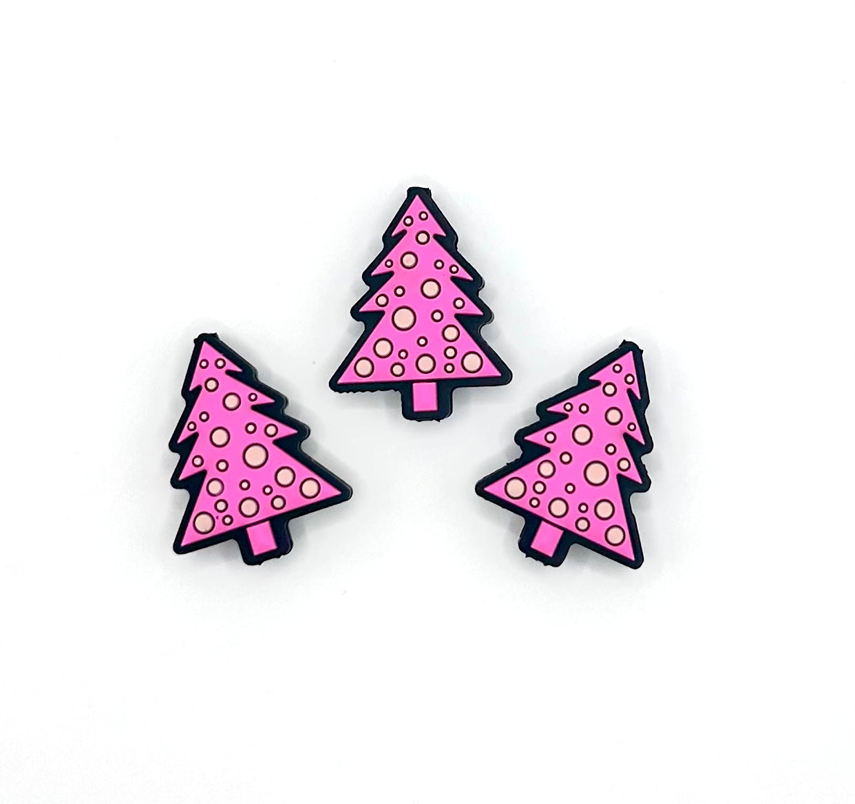 Pink polkadot Christmas tree (HBK exclusive) silicone focal bead