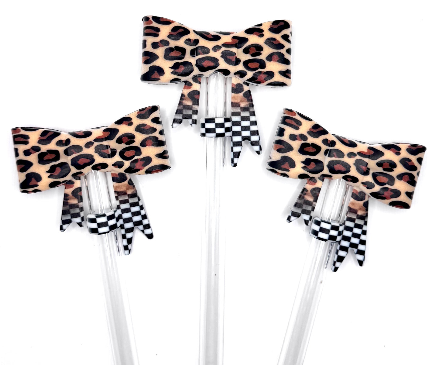 Leopard checkered ombré (HBK exclusive) silicone straw topper