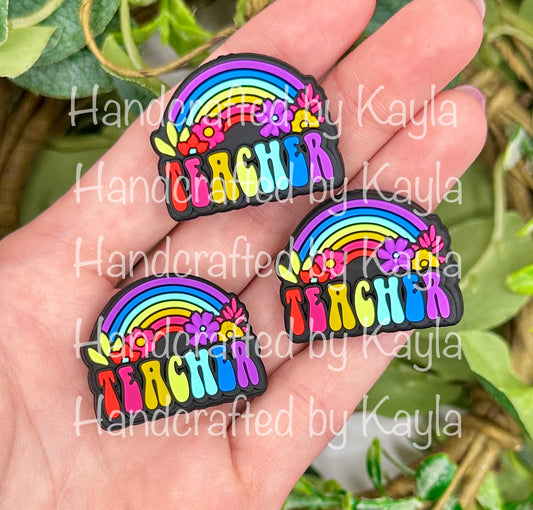 Neon teacher rainbow (HBK exclusive) focal bead