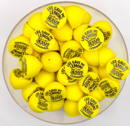 3D lemon “Life gave me lemons but my Jesus he be making lemonade” (HBK exclusive) silicone focal bead