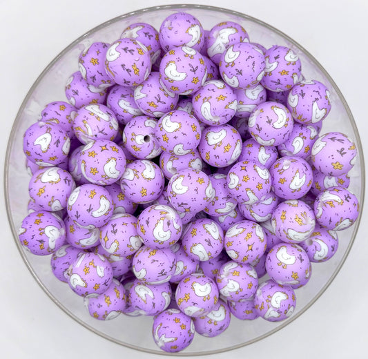 15mm lavender chick meadows (HBK exclusive) silicone round bead
