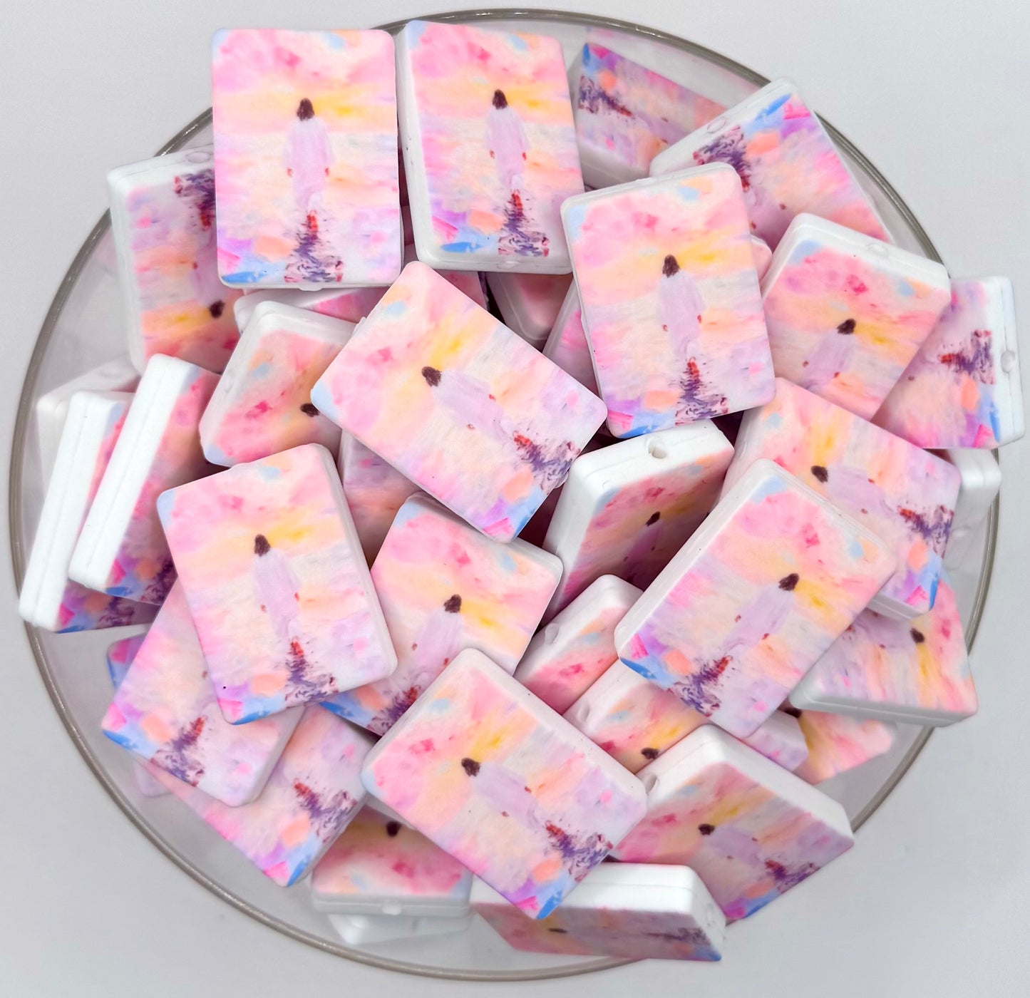 Pink watercolor Jesus walking on water (HBK exclusive) silicone focal bead