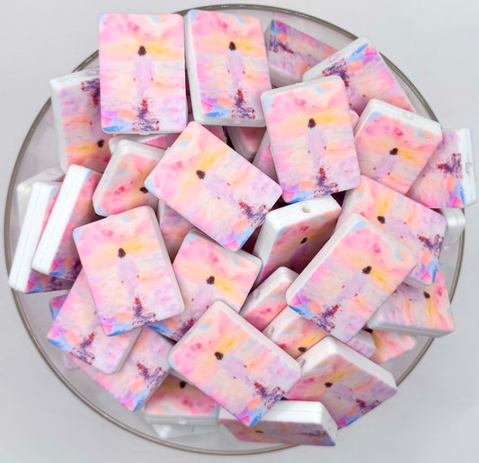 Pink watercolor Jesus walking on water (HBK exclusive) silicone focal bead