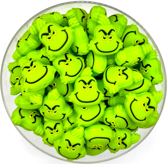 3D green man Christmas silicone focal bead
