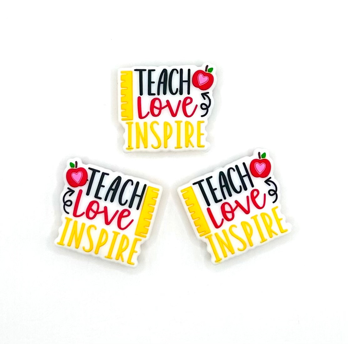 Teach love inspire silicone focal bead