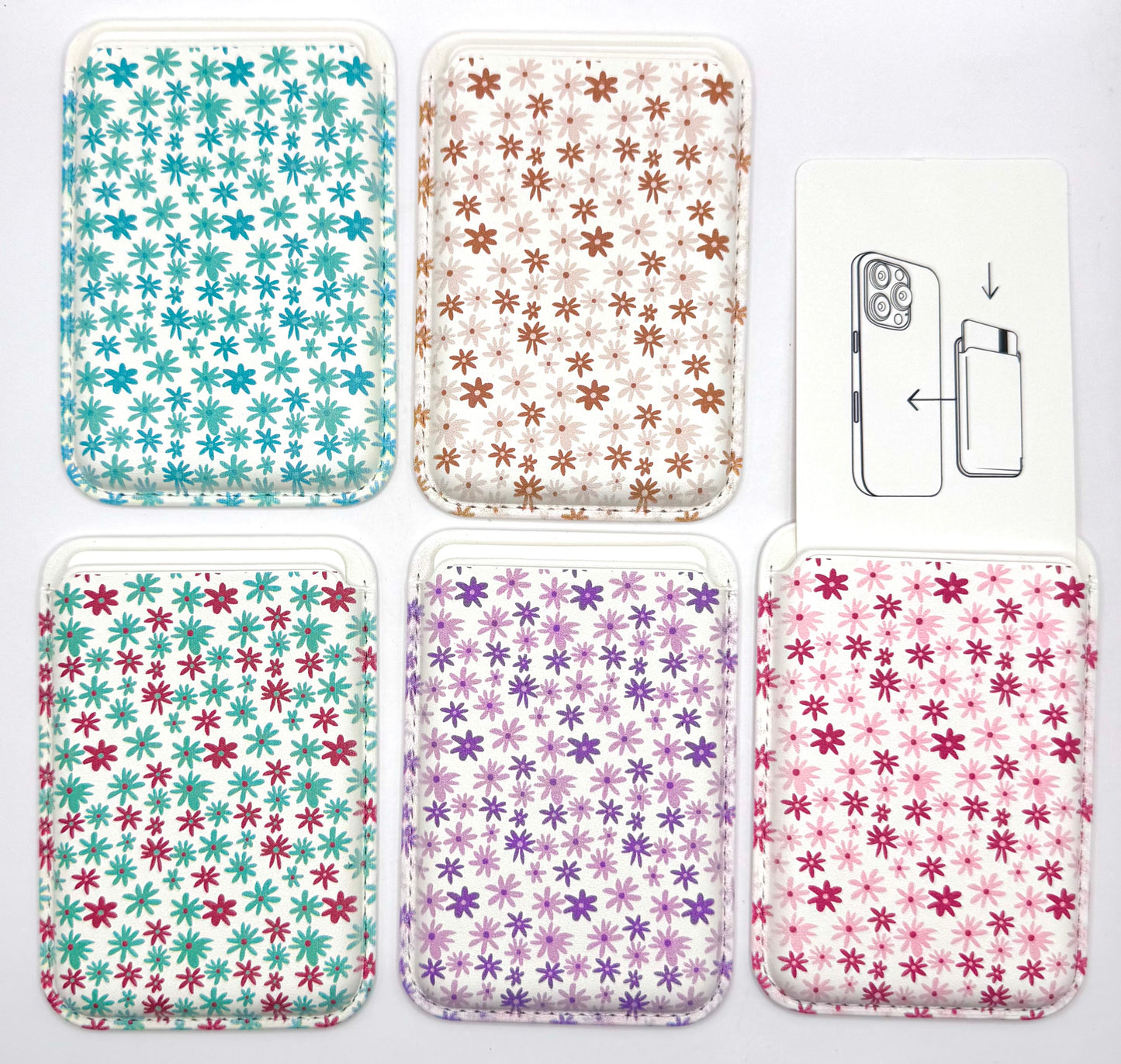 Mag safe leather wallets (HBK exclusive) daisy print