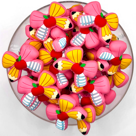 3D teacher themed bow (HBK exclusive) silicone focal bead