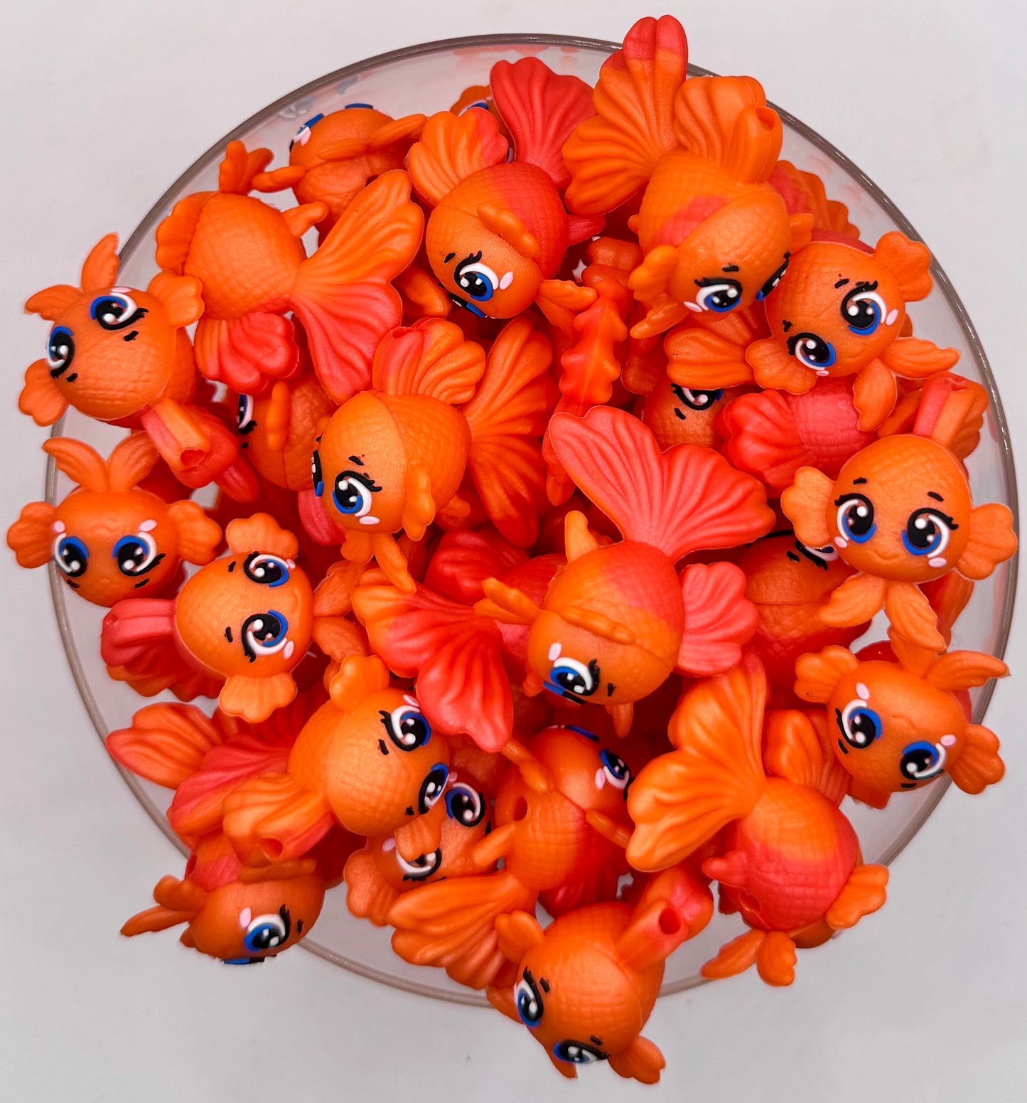 3D Orange beta fish silicone focal bead