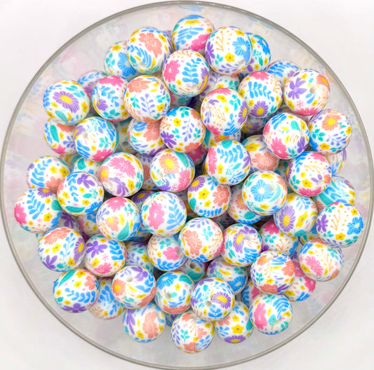 15mm pastel daisy meadow (HBK exclusive & collab) silicone bead