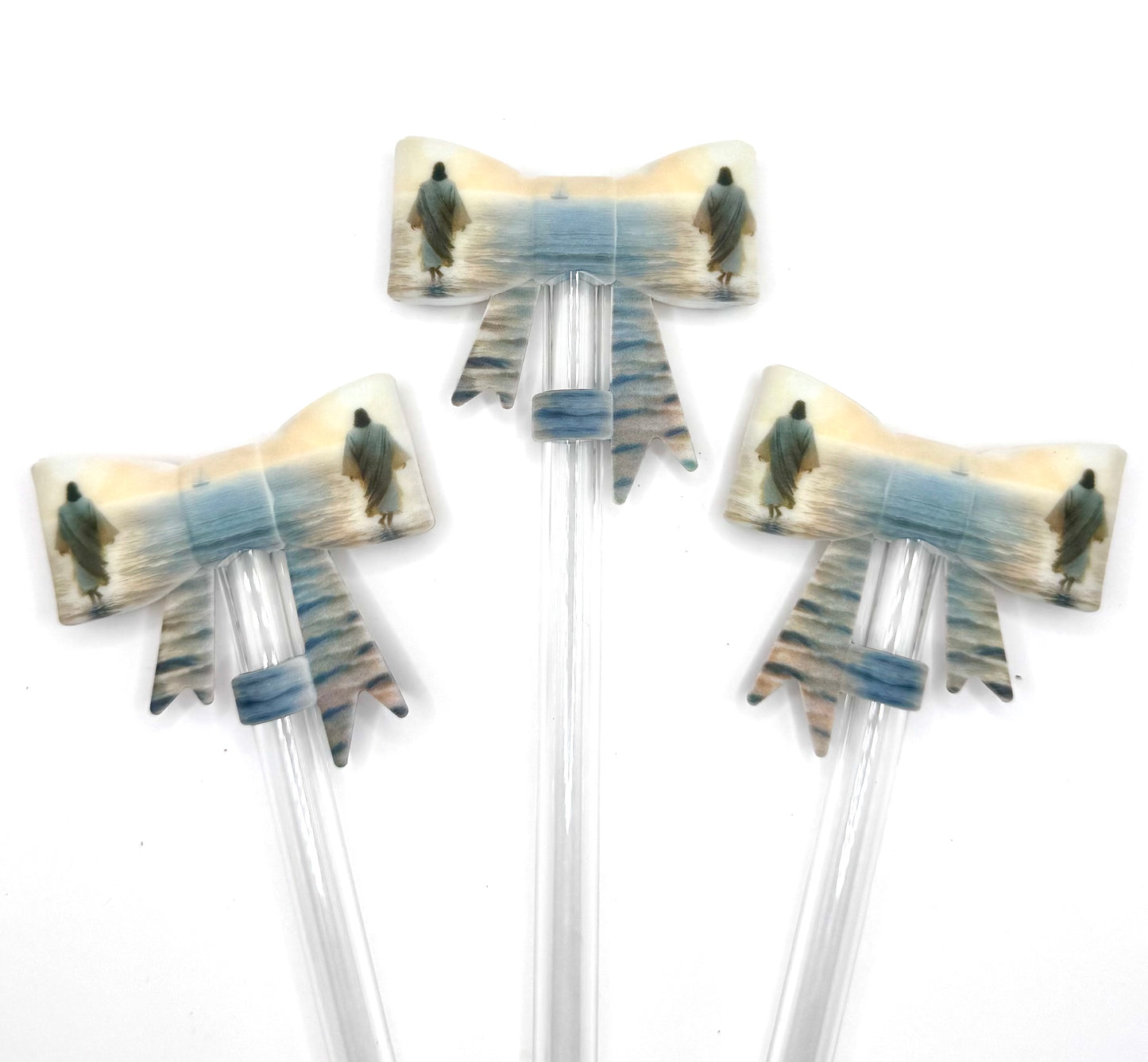 Jesus walking on water silicone bow straw topper (HBK exclusive)