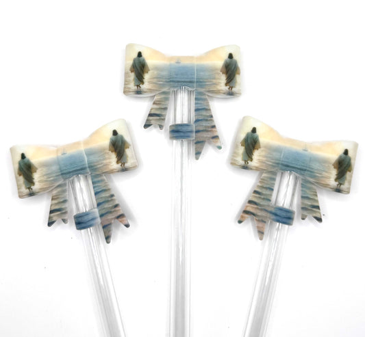 Jesus walking on water silicone bow straw topper (HBK exclusive)
