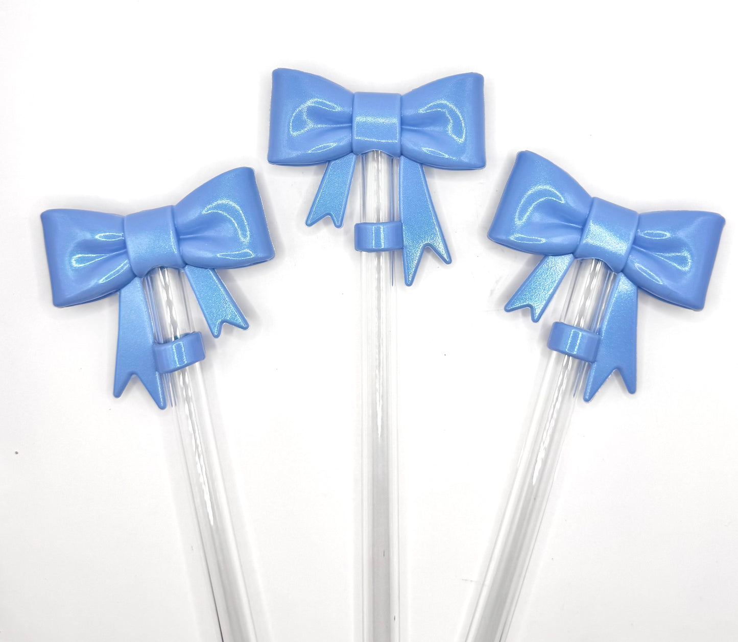 Opal bow silicone straw toppers