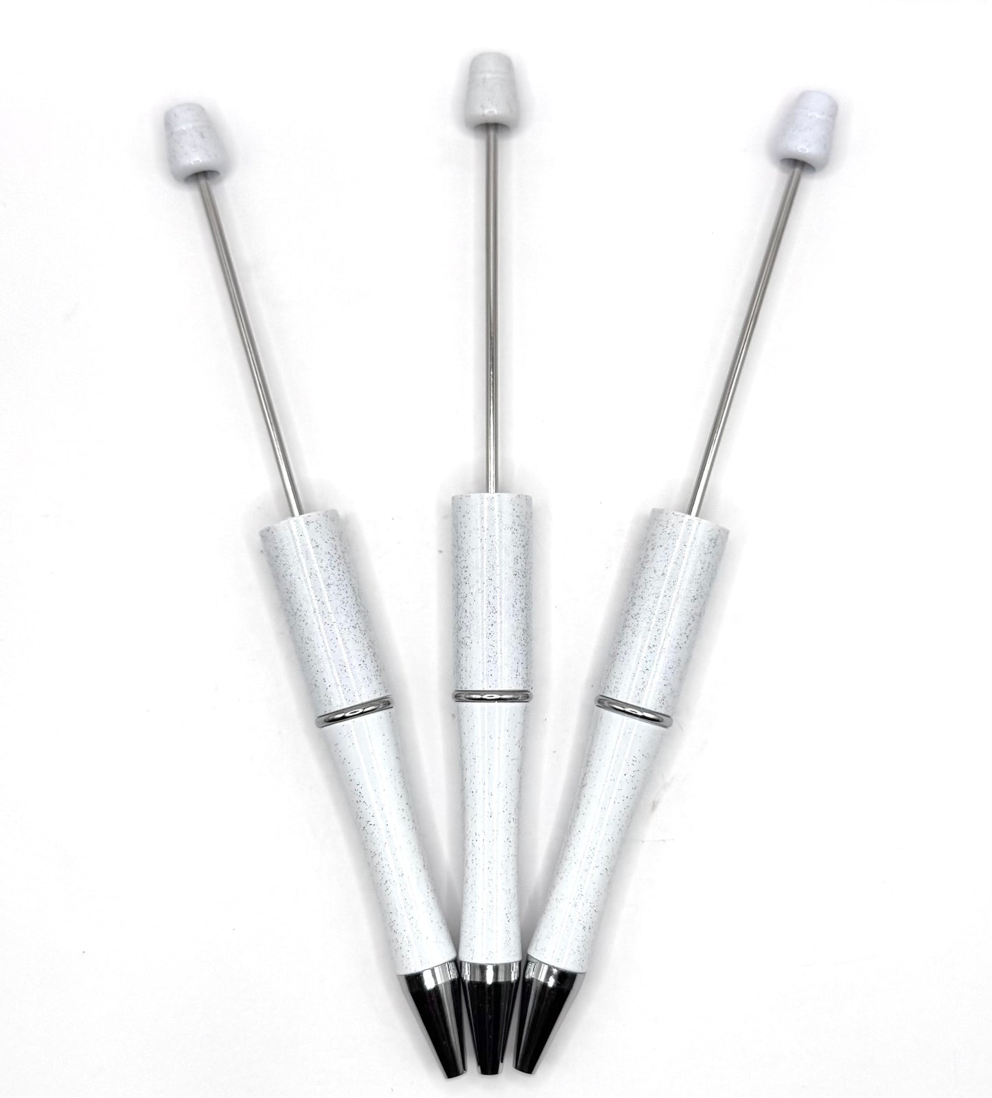 White glitter beadable pen