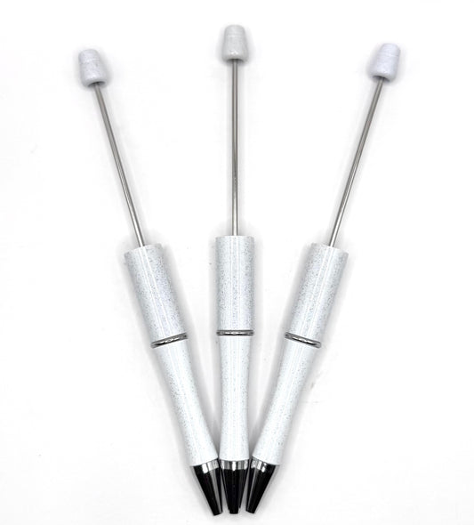 White glitter beadable pen
