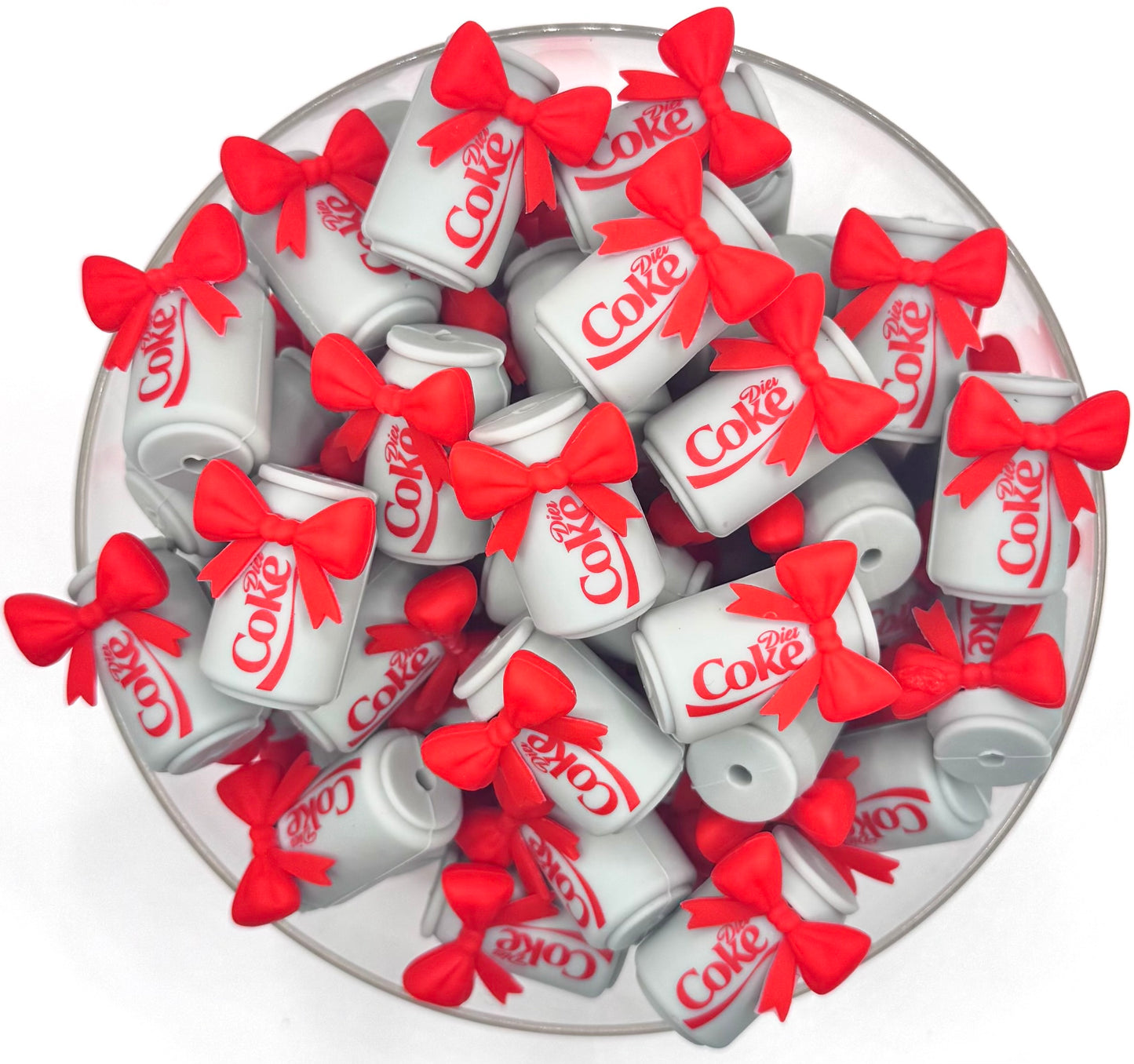 3D Diet Coke soda can with bow (HBK exclusive) silicone focal bead