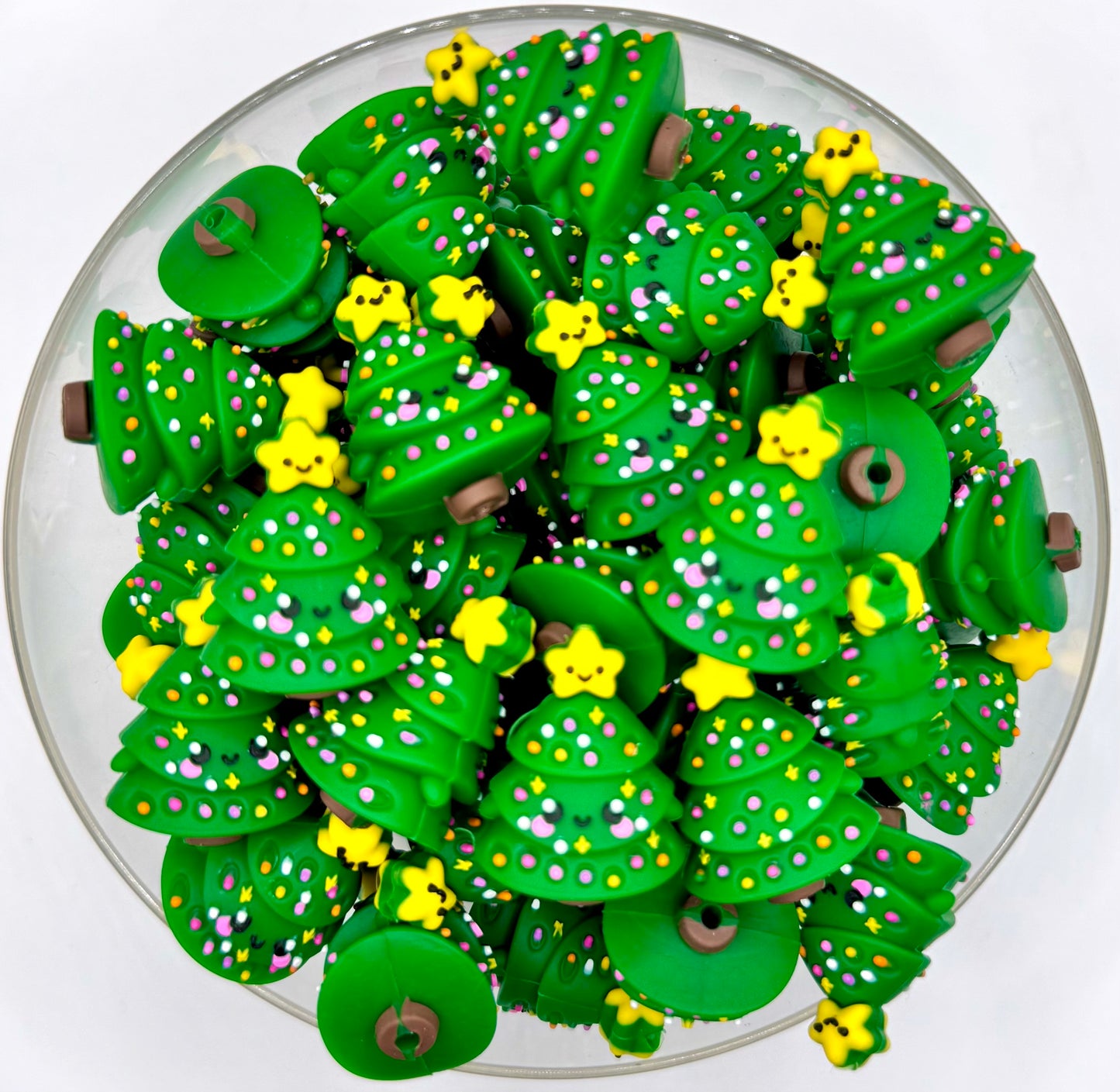 3D Christmas tree smiley silicone focal bead