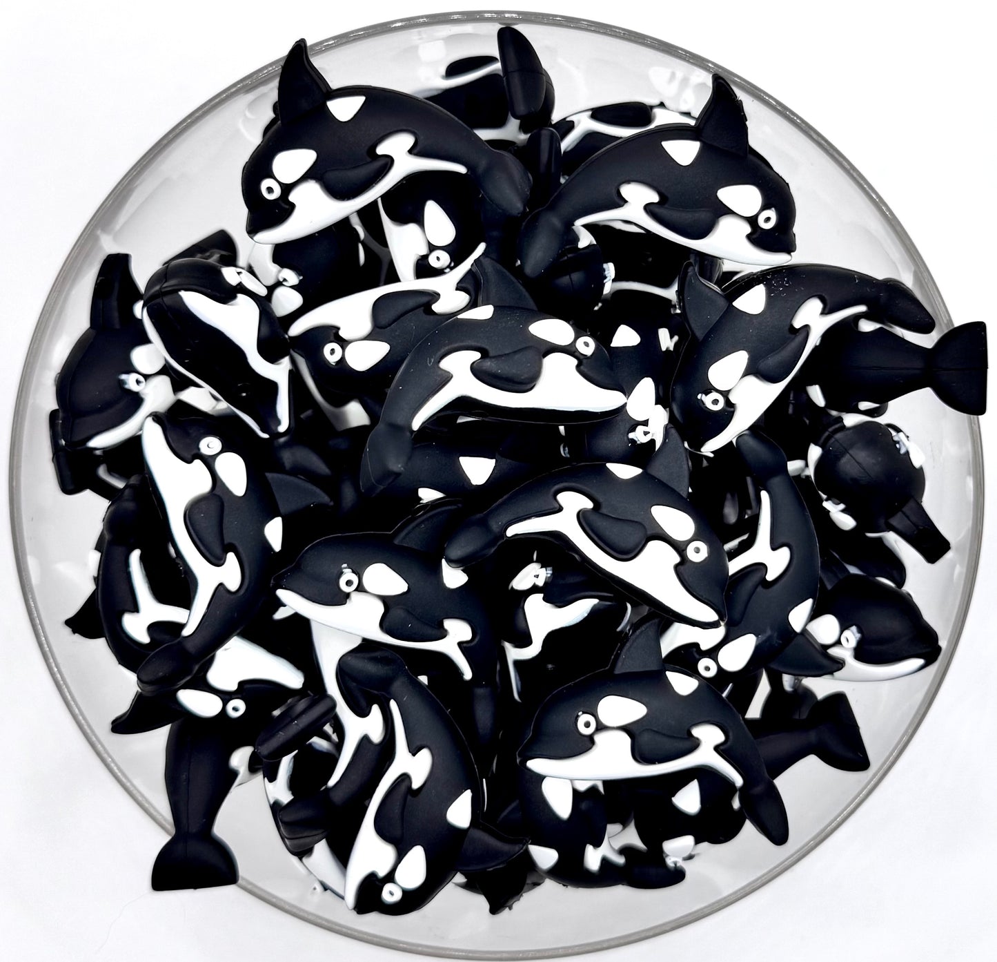 3D killer whale silicone focal bead