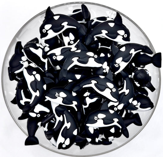 3D killer whale silicone focal bead