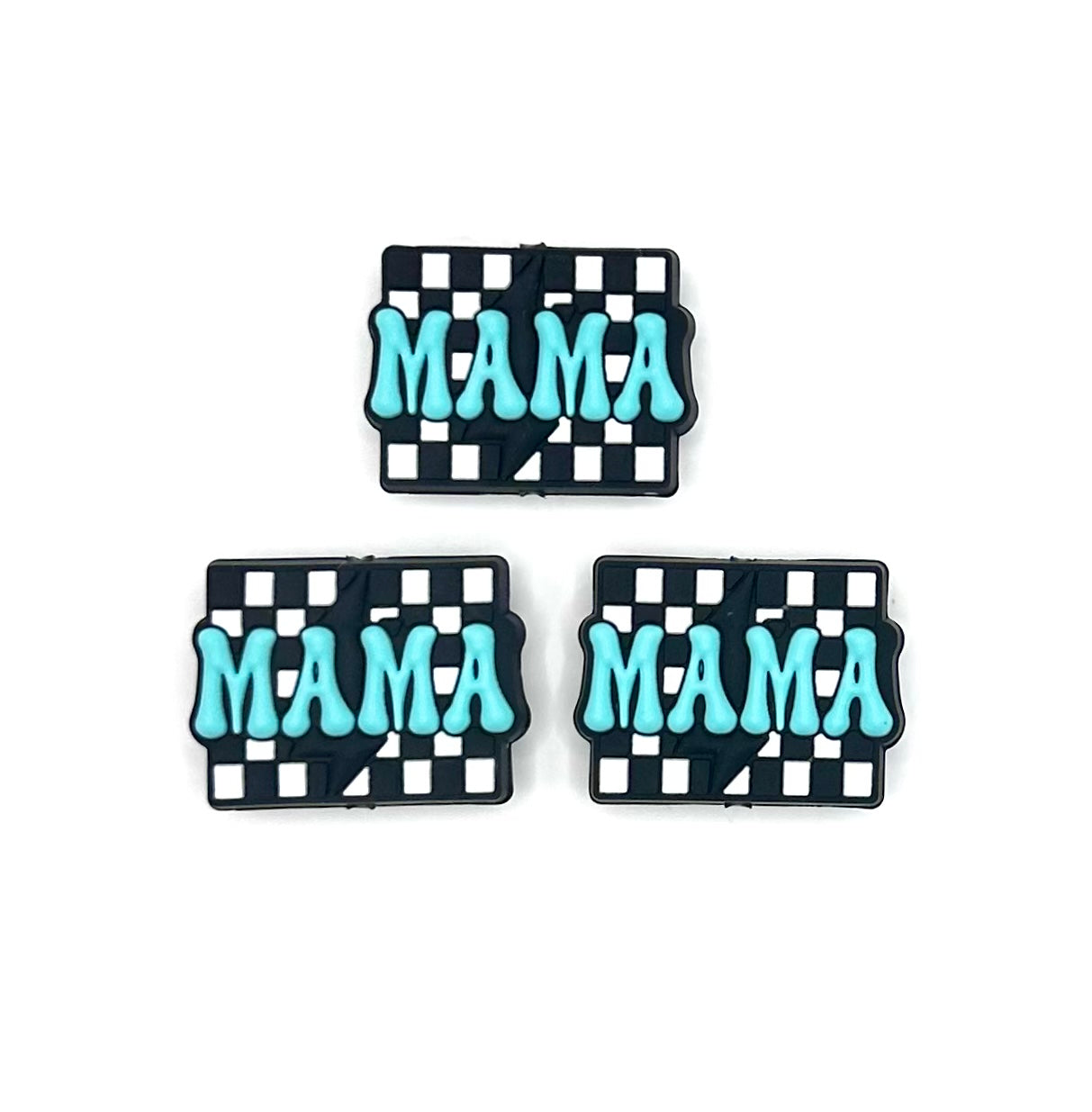 Turquoise lighting bolt MAMA silicone focal bead