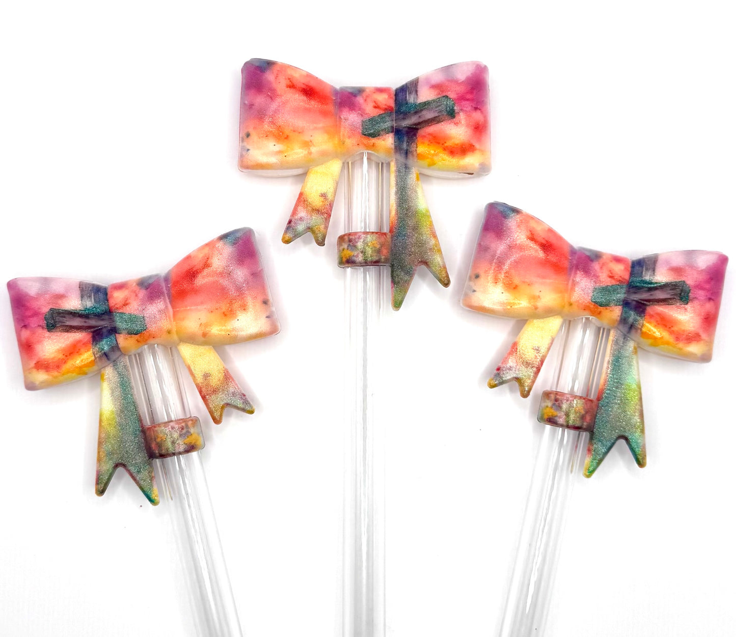 Opal colorful cross (HBK exclusive) bow silicone straw topper