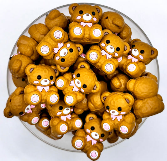 3D vintage teddy bear (HBK exclusive) silicone focal bead