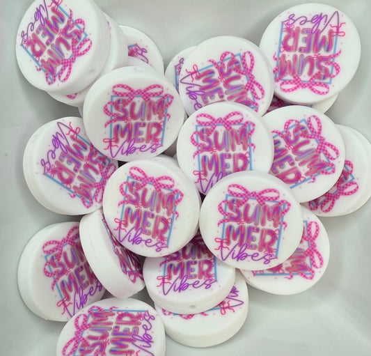 Summer vibes printed silicone focal bead