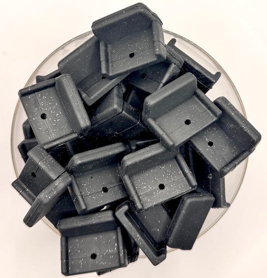3D black glitter couch (HBK exclusive) silicone focal bead