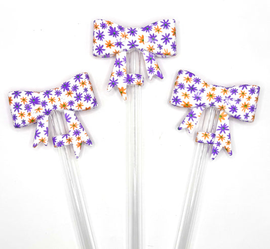 Halloween daisy bow silicone straw topper (HBK exclusive)