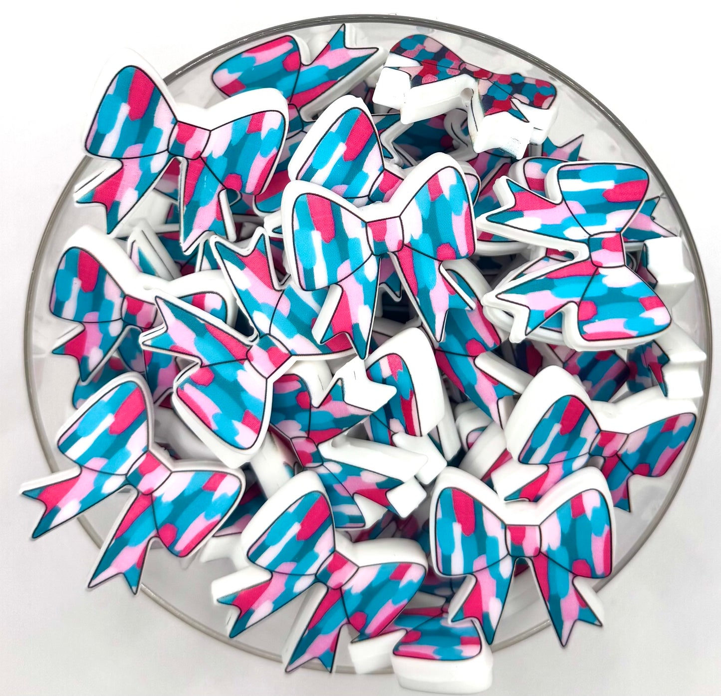 Brush stroke cotton candy (HBK exclusive & collab) bow silicone focal bead