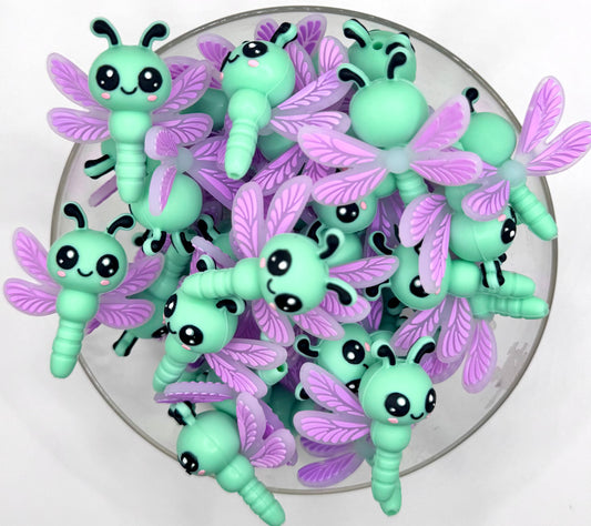 3D dragonfly silicone focal bead