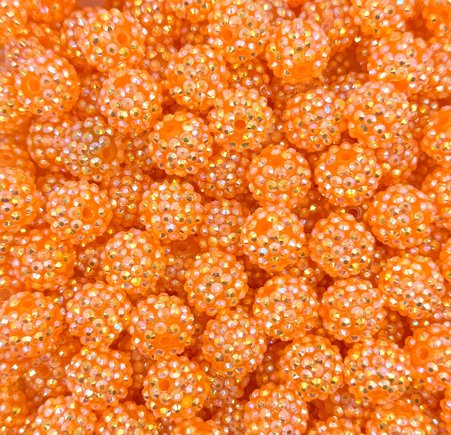 16mm orange rhinestone acrylic bead