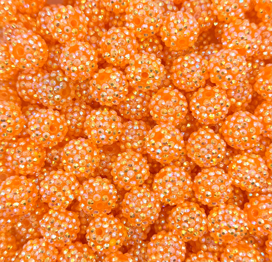16mm orange rhinestone acrylic bead