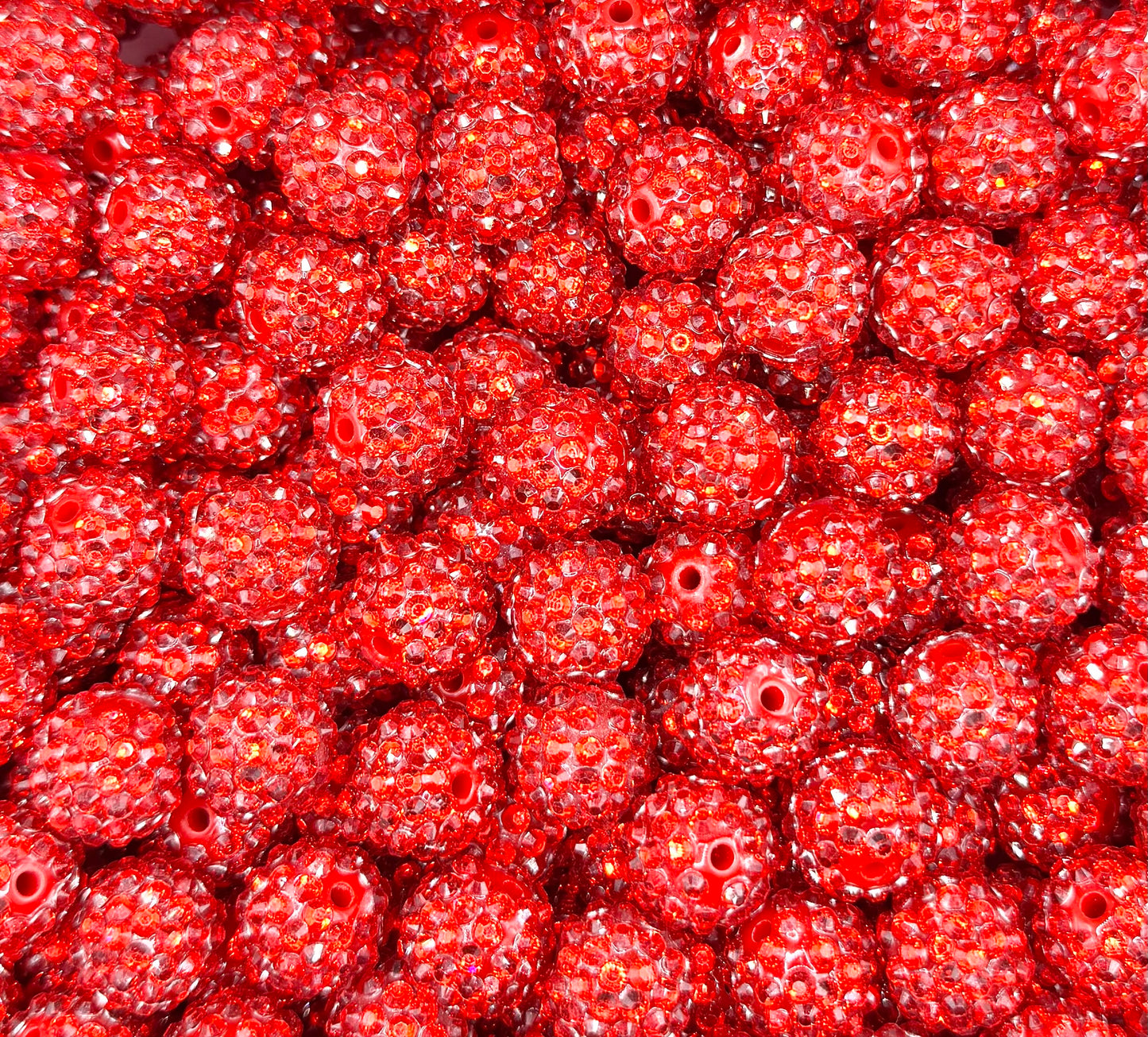 16mm red rhinestone acrylic bead