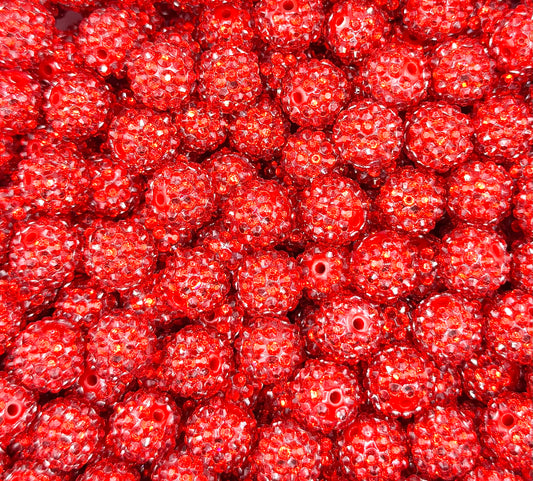 16mm red rhinestone acrylic bead