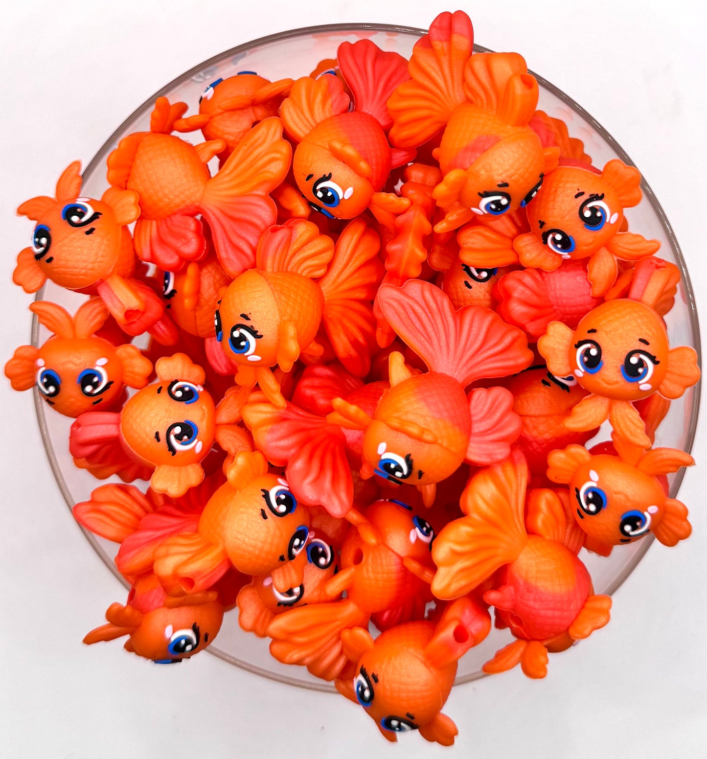 3D Orange betta fish silicone focal bead