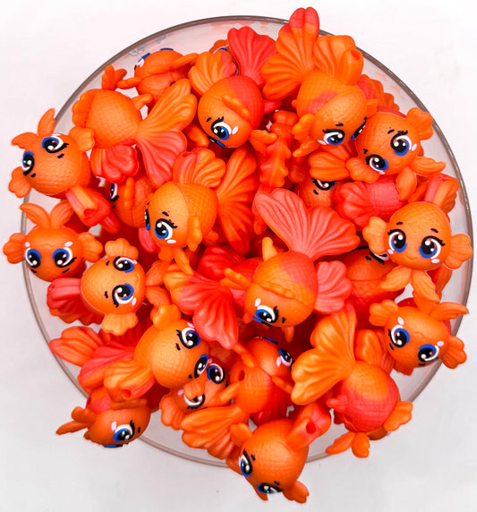 3D Orange betta fish silicone focal bead