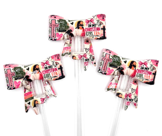 Opal In my Christian girl era (HBK exclusive) big bow silicone straw topper