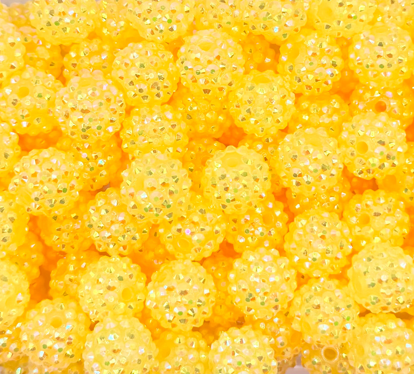 16mm yellow rhinestone acrylic bead