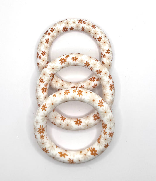 Burnt orange daisy print (HBK exclusive) 65MM silicone ring