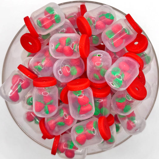 3D strawberry jar silicone focal bead